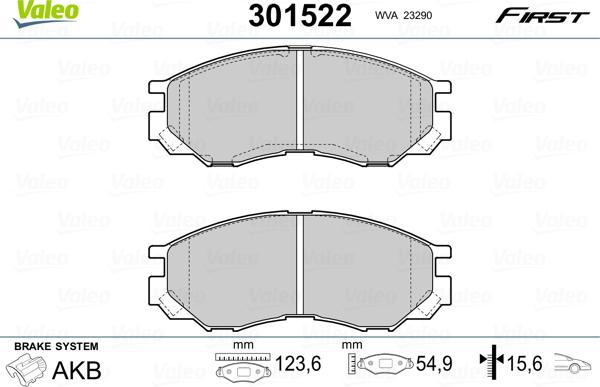 Valeo 301522 - Bremsbelagsatz, Scheibenbremse alexcarstop-ersatzteile.com