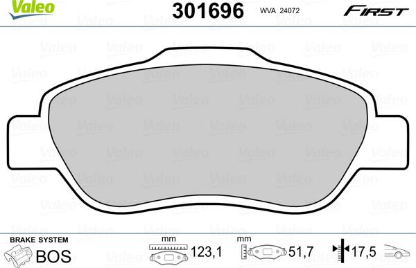 Valeo 301696 - Bremsbelagsatz, Scheibenbremse alexcarstop-ersatzteile.com