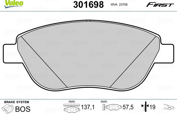 Valeo 301698 - Bremsbelagsatz, Scheibenbremse alexcarstop-ersatzteile.com