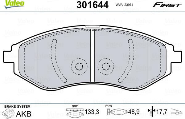 Valeo 301644 - Bremsbelagsatz, Scheibenbremse alexcarstop-ersatzteile.com