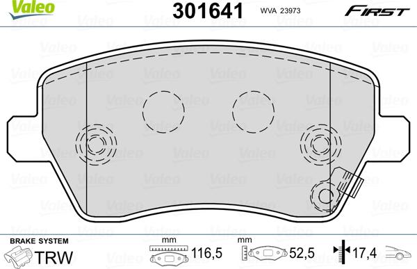 Valeo 301641 - Bremsbelagsatz, Scheibenbremse alexcarstop-ersatzteile.com