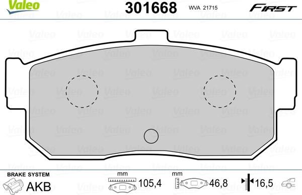 Valeo 301668 - Bremsbelagsatz, Scheibenbremse alexcarstop-ersatzteile.com