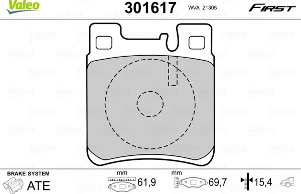 Valeo 301617 - Bremsbelagsatz, Scheibenbremse alexcarstop-ersatzteile.com