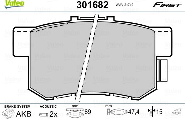 Valeo 301682 - Bremsbelagsatz, Scheibenbremse alexcarstop-ersatzteile.com