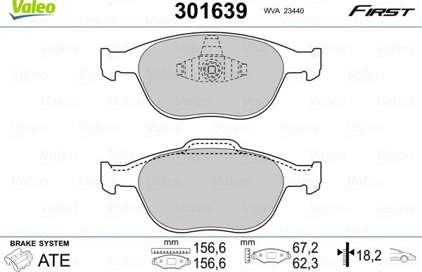 Valeo 301639 - Bremsbelagsatz, Scheibenbremse alexcarstop-ersatzteile.com