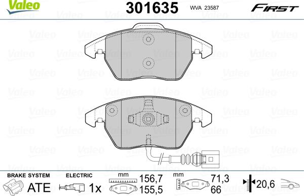 Valeo 301635 - Bremsbelagsatz, Scheibenbremse alexcarstop-ersatzteile.com