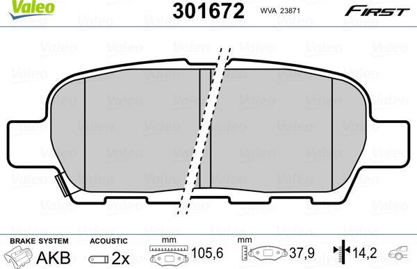 Valeo 301672 - Bremsbelagsatz, Scheibenbremse alexcarstop-ersatzteile.com