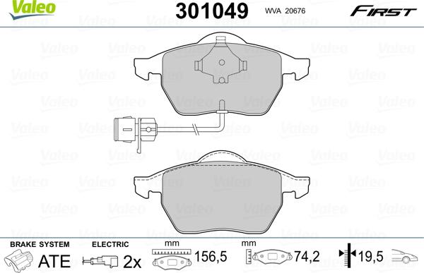 Valeo 301049 - Bremsbelagsatz, Scheibenbremse alexcarstop-ersatzteile.com