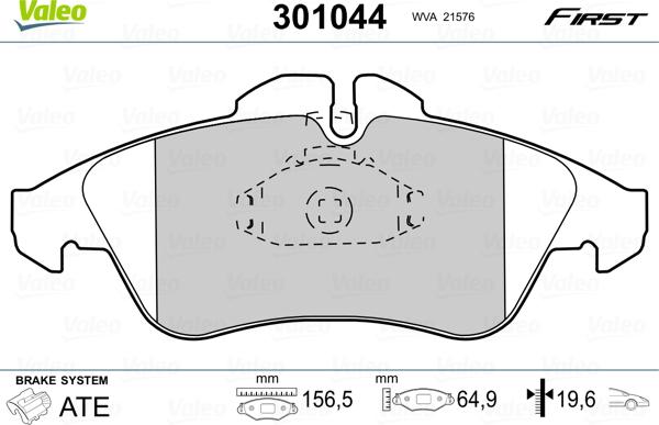 Valeo 301044 - Bremsbelagsatz, Scheibenbremse alexcarstop-ersatzteile.com