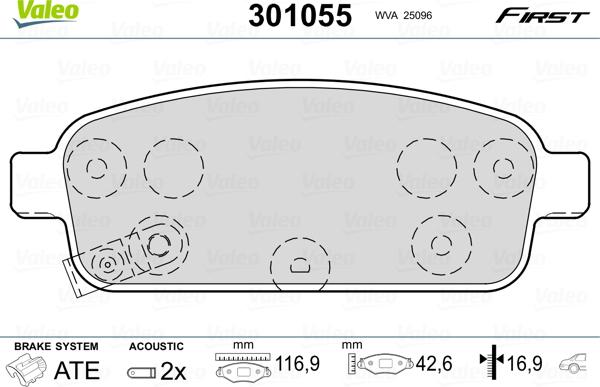 Valeo 301055 - Bremsbelagsatz, Scheibenbremse alexcarstop-ersatzteile.com