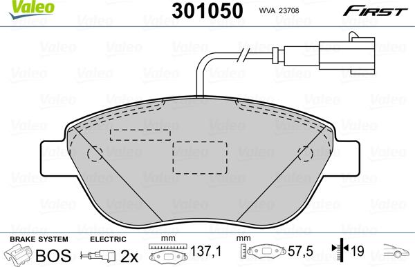 Valeo 301050 - Bremsbelagsatz, Scheibenbremse alexcarstop-ersatzteile.com