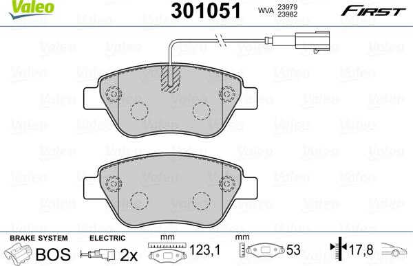 Valeo 301051 - Bremsbelagsatz, Scheibenbremse alexcarstop-ersatzteile.com