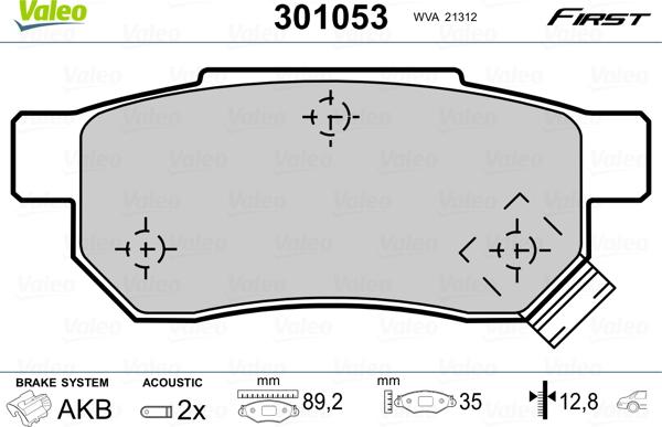 Valeo 301053 - Bremsbelagsatz, Scheibenbremse alexcarstop-ersatzteile.com