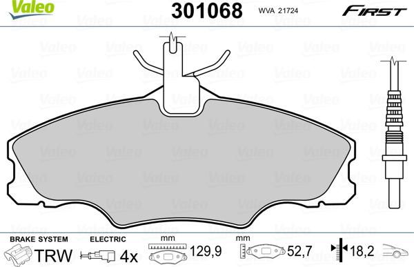 Valeo 301068 - Bremsbelagsatz, Scheibenbremse alexcarstop-ersatzteile.com