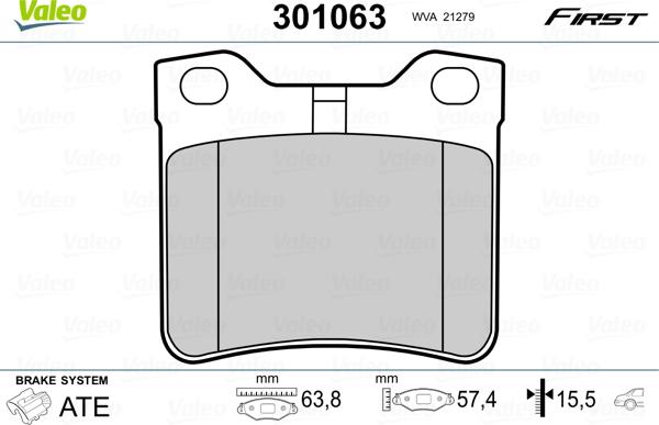 Valeo 301063 - Bremsbelagsatz, Scheibenbremse alexcarstop-ersatzteile.com