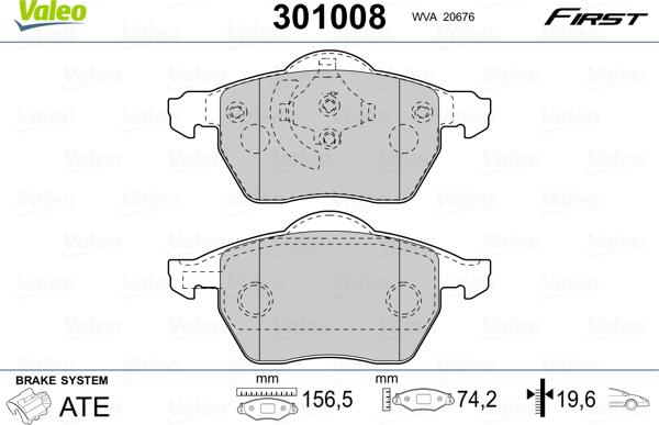 Valeo 301008 - Bremsbelagsatz, Scheibenbremse alexcarstop-ersatzteile.com