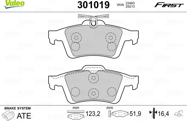 Valeo 301019 - Bremsbelagsatz, Scheibenbremse alexcarstop-ersatzteile.com