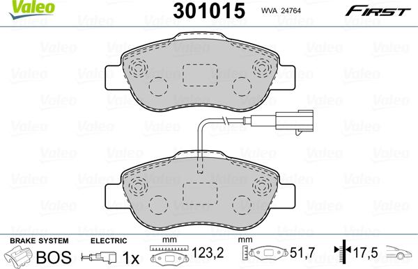 Valeo 301015 - Bremsbelagsatz, Scheibenbremse alexcarstop-ersatzteile.com