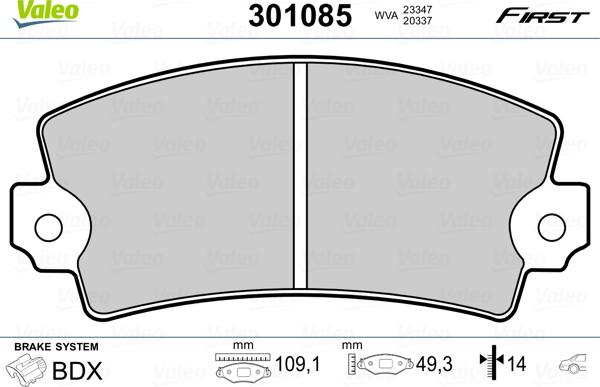 Valeo 301085 - Bremsbelagsatz, Scheibenbremse alexcarstop-ersatzteile.com