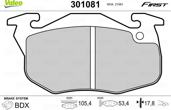 Valeo 301081 - Bremsbelagsatz, Scheibenbremse alexcarstop-ersatzteile.com