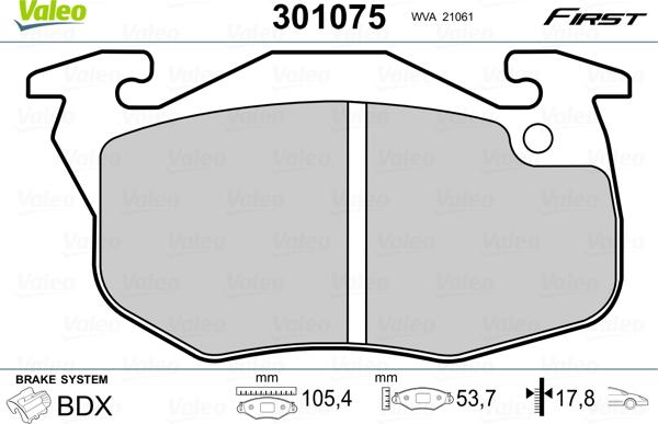 Valeo 301075 - Bremsbelagsatz, Scheibenbremse alexcarstop-ersatzteile.com