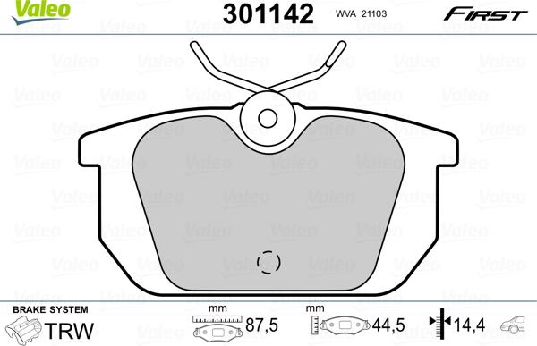 Valeo 301142 - Bremsbelagsatz, Scheibenbremse alexcarstop-ersatzteile.com