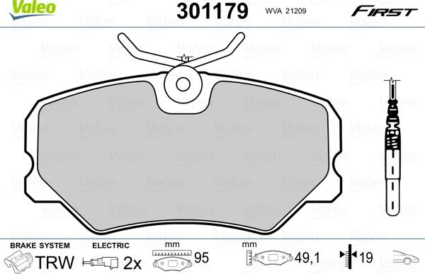 Valeo 301179 - Bremsbelagsatz, Scheibenbremse alexcarstop-ersatzteile.com