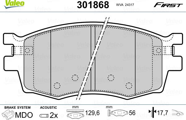 Valeo 301868 - Bremsbelagsatz, Scheibenbremse alexcarstop-ersatzteile.com