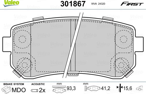 Valeo 301867 - Bremsbelagsatz, Scheibenbremse alexcarstop-ersatzteile.com