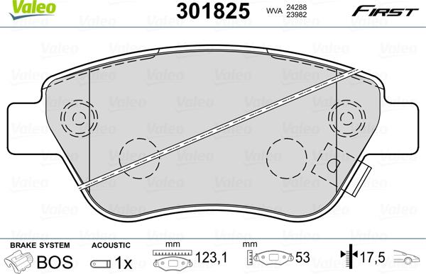 Valeo 301825 - Bremsbelagsatz, Scheibenbremse alexcarstop-ersatzteile.com