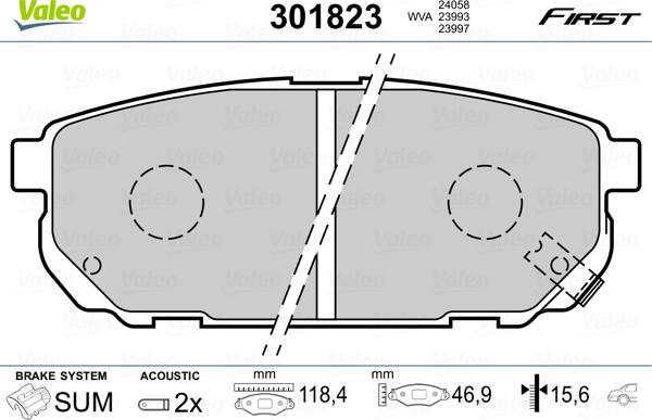 Valeo 301823 - Bremsbelagsatz, Scheibenbremse alexcarstop-ersatzteile.com