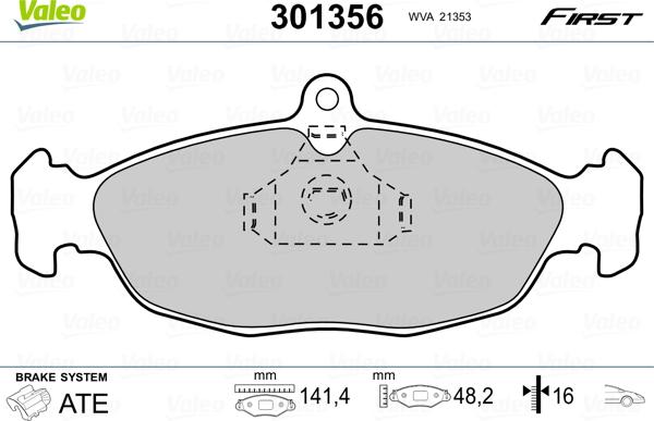 Valeo 301356 - Bremsbelagsatz, Scheibenbremse alexcarstop-ersatzteile.com