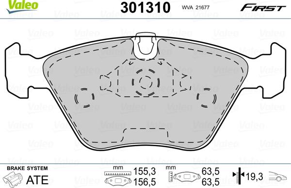 Valeo 301310 - Bremsbelagsatz, Scheibenbremse alexcarstop-ersatzteile.com