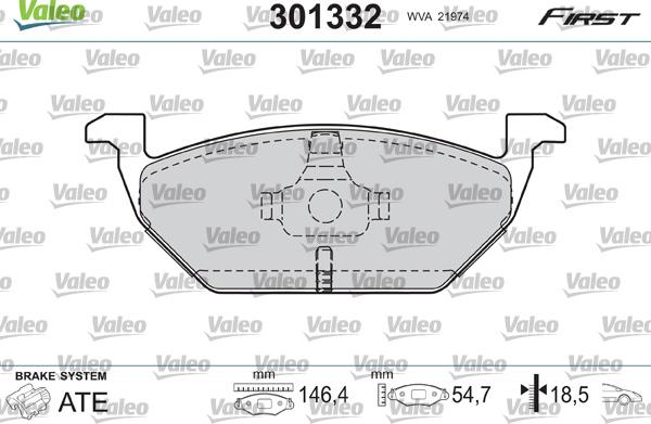 Valeo 301332 - Bremsbelagsatz, Scheibenbremse alexcarstop-ersatzteile.com