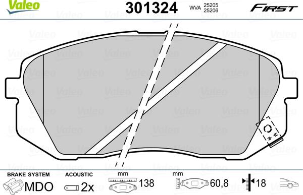 Valeo 301324 - Bremsbelagsatz, Scheibenbremse alexcarstop-ersatzteile.com