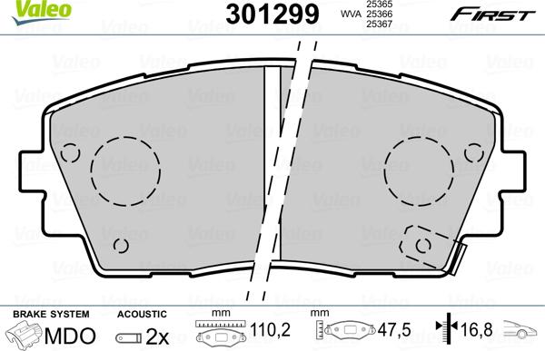 Valeo 301299 - Bremsbelagsatz, Scheibenbremse alexcarstop-ersatzteile.com