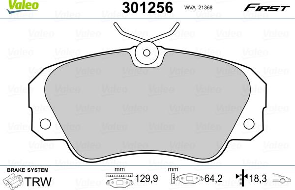 Valeo 301256 - Bremsbelagsatz, Scheibenbremse alexcarstop-ersatzteile.com