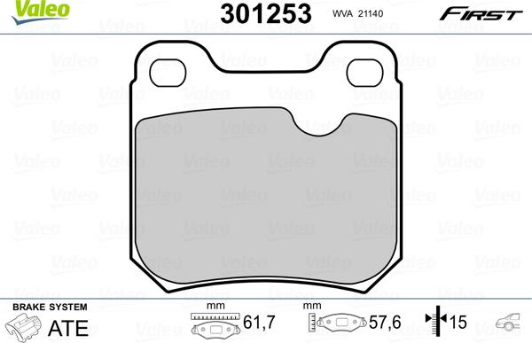 Valeo 301253 - Bremsbelagsatz, Scheibenbremse alexcarstop-ersatzteile.com