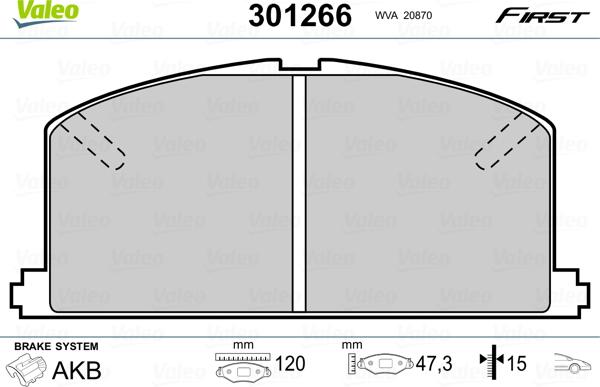 Valeo 301266 - Bremsbelagsatz, Scheibenbremse alexcarstop-ersatzteile.com