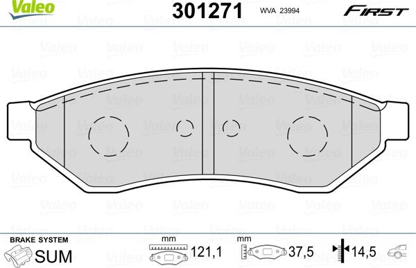 Valeo 301271 - Bremsbelagsatz, Scheibenbremse alexcarstop-ersatzteile.com