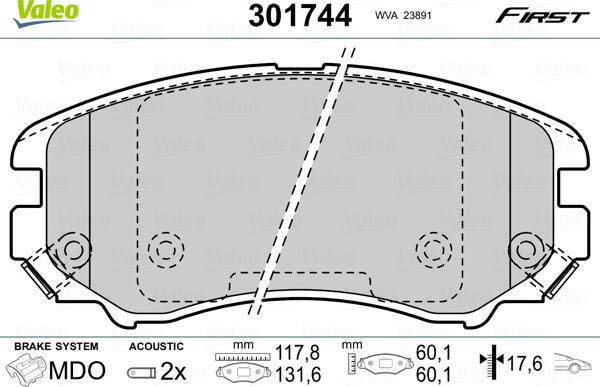 Valeo 301744 - Bremsbelagsatz, Scheibenbremse alexcarstop-ersatzteile.com