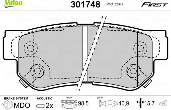 Valeo 301748 - Bremsbelagsatz, Scheibenbremse alexcarstop-ersatzteile.com