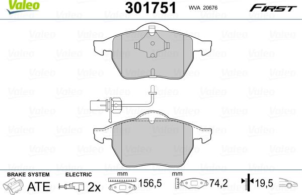 Valeo 301751 - Bremsbelagsatz, Scheibenbremse alexcarstop-ersatzteile.com