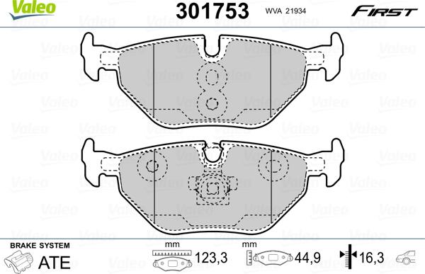 Valeo 301753 - Bremsbelagsatz, Scheibenbremse alexcarstop-ersatzteile.com