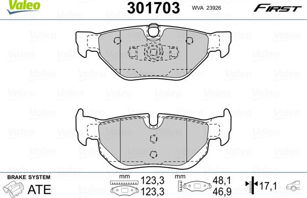 Valeo 301703 - Bremsbelagsatz, Scheibenbremse alexcarstop-ersatzteile.com