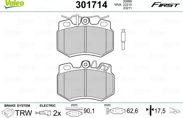 Valeo 301714 - Bremsbelagsatz, Scheibenbremse alexcarstop-ersatzteile.com