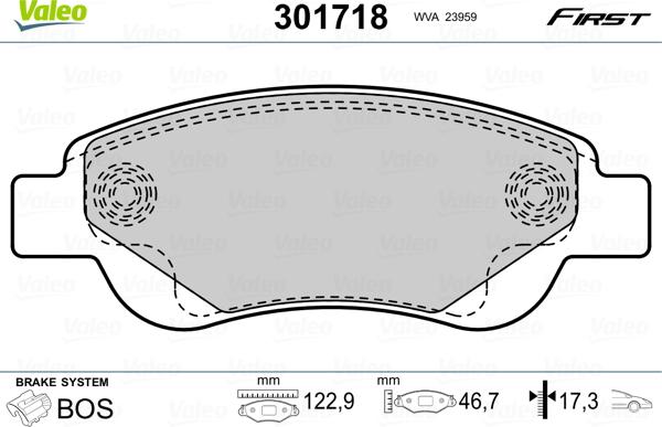 Valeo 301718 - Bremsbelagsatz, Scheibenbremse alexcarstop-ersatzteile.com