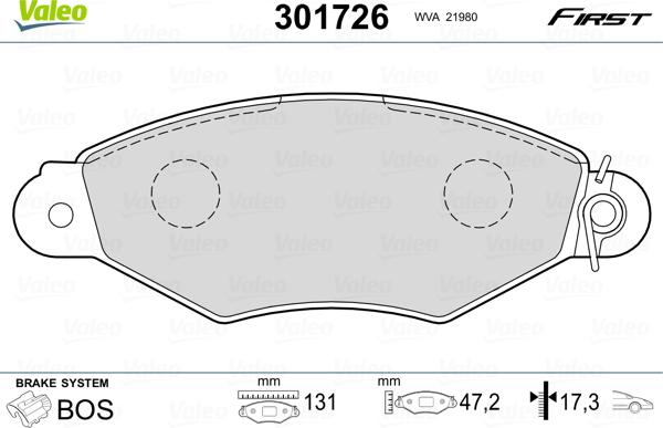 Valeo 301726 - Bremsbelagsatz, Scheibenbremse alexcarstop-ersatzteile.com