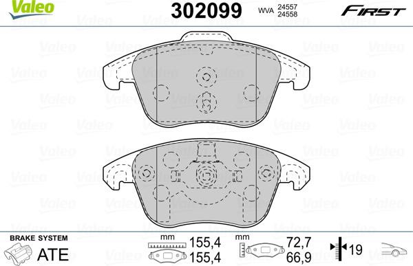 Valeo 302099 - Bremsbelagsatz, Scheibenbremse alexcarstop-ersatzteile.com