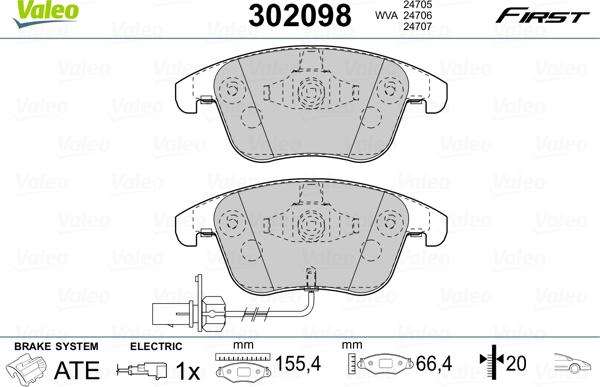 Valeo 302098 - Bremsbelagsatz, Scheibenbremse alexcarstop-ersatzteile.com